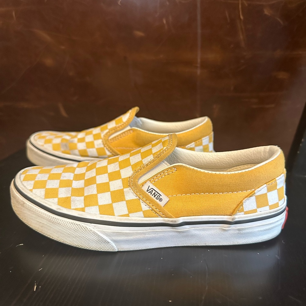 Vans Yellow Checkered Slip-On Shoes